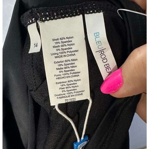 Bleu Rod Beattie Black One-Shoulder Mesh Panel One Piece Swimsuit Size 14 New - Picture 11 of 12